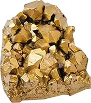 Golden Crystal Geode Cluster – Natural Electroplated Mineral Crystal for Spiritual Healing, Meditation, Energy Decor | Crystal Rock Specimen for Collectors, Interior Display, Home Ornament