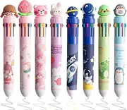 TPBSITNS 8PCS Multicolor Ballpoint Pen 0.5mm, 10-in-1 Colored Retractable Cartoon Ballpoint Pens for Kid, Cute Gel Pen for Office School Supplies Students Children Boys Girls Gift TPBSITNS 2PCS