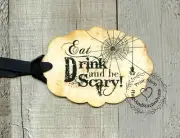 Hang Tags SPOOKY EAT DRINK & BE SCARY SPIDER WEB HALLOWEEN TAGS #139 Gift Tags