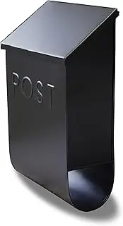 NACH Trixie Wall Mount Mailbox and Newspaper Holder, Metal Mailboxes for Outside Wall Mount, Rust Resistant Galvanized Steel Black Mailboxes for Outside, Metal Mailbox, 9.5x4.72x14.96 inch, MB-7001BLK
