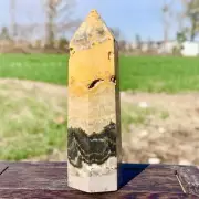 109G Natural bumblebee jasper obelisk quartz crystal tower point healing