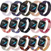 Women Luxury Resin Stainless Steel Watch Band Strap For Fitbit Versa 4 /Sense 2