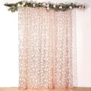 8ft x 8ft Rose Gold Tulle Backdrop CURTAIN Drape Panel Embroidered Sequins Event