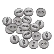 20pcs Grey Round Sewing Buttons 9mm Resin 2-Hole Fish Eye Craft Button