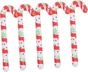 OATIPHO 5pcs Inflatable Candy Cane Balloons Festive Xmas Decorations for Holiday Parties Eye-catching Design Convenient Storage Photo Props for Family Celebrations