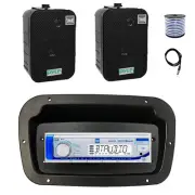 Dual Marine Radio, Spa Bezel,Adapter, Antenna,Wire, 2x 5.25" 400W Black Speaker