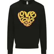 Love Word Art Heart Shape Anti-War Hippy Kids Sweatshirt Jumper