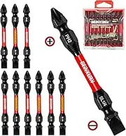 Geinxurn 10Pcs SL1/4-PH2 Impact Double End Screwdriver Bit Set, 2.56 in. #2 Phillips/Power Driver Bits, Magnetic S2 Steel Two Sides Screwdriver Bits Set with Storage M-Box