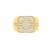 1.02 ct Round Moissanite Ribbed Shank Asscher Cut Ring for Men 14k Gold Plated