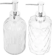 Anneome Set of 2 Elegant Press Glass Bottles 500ml Lotion Container for Body Wash