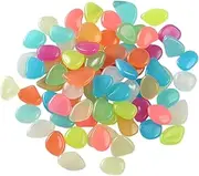 Fenteer 50Pcs Glow in The Dark Rocks Luminous Stones Gravel Garden Pebbles Luminous Pebbles for Fish Tank Pathway Walkway Houseplants Backyard, Mixed Color