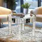 Bling Mirrored Coffee Side Table Crystal Diamond Inlay for Living Room Entryway