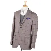 NWT $950 LUIGI BIANCHI Brown and Cream Check Soft Wool-Angora Sport Coat 38 R