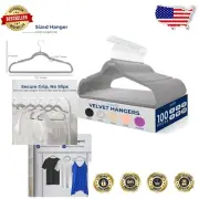 Elegant Gray Velvet Hangers with 360° Swivel Hook - Perfect for Wardrobe Control