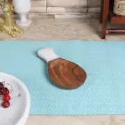 Handmade Indian Vintage White Marble & Wooden Spoon Rest Kitchen Tool,Spoon Dish