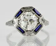 Unique 2.80CT White Round Shape With Blue Sapphire Solitaire Ring In 935 Silver
