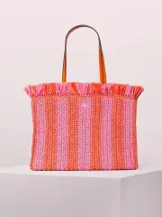 sam stripe straw large tote
