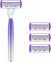Shaver Women Razor Shaving Six Layer Shaver Reusable Razor Blade Multi Tool Head Change(1Shaver 3Blades)