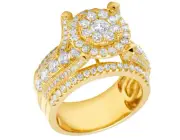4 Prong Cluster Round Real Diamond Pinky Ring 10K Yellow Gold 3.5CT
