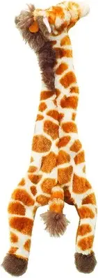 Mini Skinneeez Stuffless Dog Toy with Squeaker | Plush Tug of War Giraffe Squ...