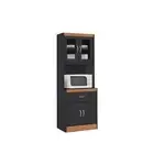 Hodedah Kitchen Cabinet with 1-Drawer, plus Space for Microwave in Black-Beech