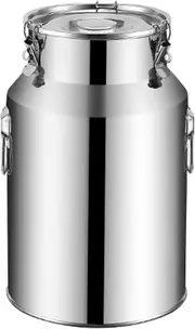 14L Food Grade Stainless Steel Milk Bucket - Sealed Lid, Liquid Storage and Transport Can for Milk/Wine, Portable Tote Jug