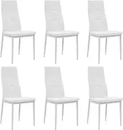 vidaXL Modern Dining Chairs in White Faux Leather with Crystal Accents and Sturdy Steel Legs - Set of 6