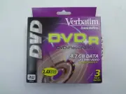 3-Pack Verbatim DVDr 4.7 GB Data 120 minute video - NOS Sealed