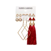 Veile Studios 6Pcs Tassel Female Bohemian Ethnic Style 1 Earrings
