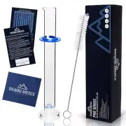 Glass Hydrometer Test Tube Jar & Cylinder Brush - Narrow Flask for Alcohol