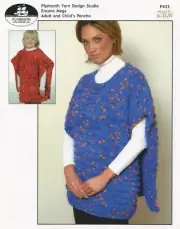 Child & Adult Poncho Plymouth Yarn KNITTING PATTERN P433 Enore Mega Quick & Easy