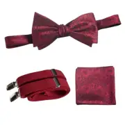 Self-tie Bow Tie & Pocket Square Paisley Jacquard with Adjustable Suspender