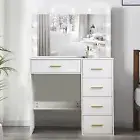 Makeup Vanity Desk with Mirror and LED Light Dressing Table Drawer Set Bedroom
