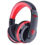 MX666 Foldable Wireless Gaming Headphone bluetooth Over-ear Handsfree Adjustable Headset with Mic Support FM TF BLACK-RED COLOR