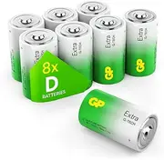 GP D Batteries, LR20 Batteries 1.5V, Type D Cell Size, Extra Alkaline Batteries, Ideal for:Toys/Radio’s/Garden Equipment | Pack of 8