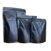 Matt Black Stand Up Coffee Bag with Valve and Zip Lock, Foil Lined (100 pcs)