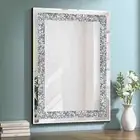 Bathroom Vanity Mirror Silver Wall Living Room Decorative Crystal Style 28 x 20