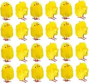KOMBIUDA 60Pcs Miniature Plush Chick Decorations for Party Realistic Simulated Chick Adornments for Indoor Outdoor Festive Table Accents