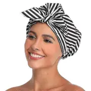 Women's Shower Cap Shower Head Cap Reusable Long Hair Shower Cap Large Bandana Braided Shower Cap Black