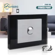 10 A Amp 250V Light switch 1 Gang Power Point Wall GPO Glass Plate BLACK