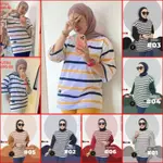 T 恤女士 BASIC OVERSIZE STRIPE MOTIF/T SHIRT 女士 7/8 袖今天新品上市 T 恤