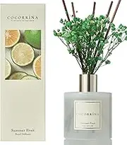 COCORRÍNA Summer Fruit Room Fragrance 200 ml with 8 Fragrance Sticks, Natural Essential Oils, Glass and Plastic Material, Up to 90 Days Runtime, Ideal Gift and Home Decor