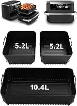 Silicone Air Fryer Liner for Ninja Foodi Flexdrawer AF500EU / AF500EUCP, Large Dual Air Fryer Accessories, Including 3 PCS Air Fryer Baskets, 1 * 10.4L+2 * 5.2L