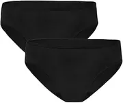[Modibodi] 2 Pack Teen Period Swimwear Bikini - Light-Moderate Absorbency - Period Protection Swimwear for Teens - Bikini Brief Underwear - Discreet Menstrual Period Panties Black -Y10-12