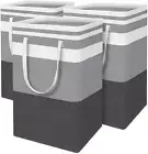 3-Pack Laundry Basket, Freestanding＆Waterproof Laundry Hamper, Collapsible Tall