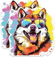 [Bliss Monkey Co.] (2 Pack) Akita Inu Dog Stickers - Akita Inu with Sunglasses - Choose FromOver 100 Dog Breeds - 5 Inches On Longest Side - Premium Vinyl - Made in USA - BMCS0299