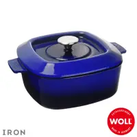在飛比找momo購物網優惠-【Woll】德國歐爾-IRON 24cm方型鑄鐵鍋(藍)
