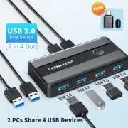 KVM Switch Adapter USB 3.0 Switcher 2 Input 4 Output Printer Sharer For Computer