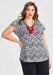 [TS] Taking Shape Chevron Lace Top Size 14 in Black / White - Plus Size Women's Clothing Black / White