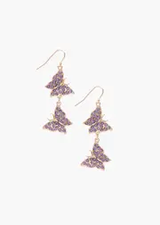 [Taking Shape] Taking Shape Diamante Butterfly Earrings in Lilac - Women's Accessories Lilac